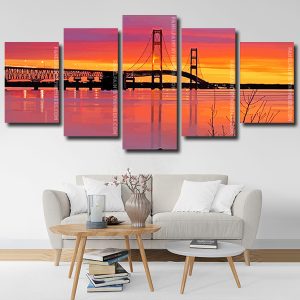 Michigan Mackinac Bridge Sunset panels paint by numbers