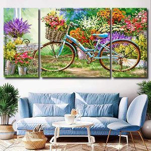 floral bike Panel paint by numbers