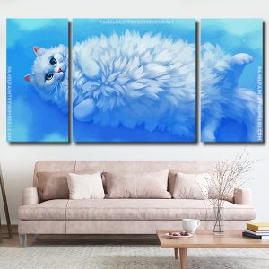 fluffy white cat Panel paint by numbers