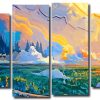 Fantasy Landscape Art 4 Panels Paint By Numbers