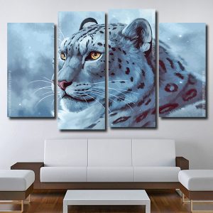 Snow Leopard 4 Panels Paint By Numbers