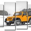 Yellow Jeep In Snow 4 Panels Paint By Numbers