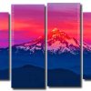 Landscape Mountains Red Sunset 4 Panels Paint By Numbers