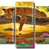 Leopard Water Reflection 5 Panels Paint By Numbers