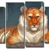 Light Tiger 4 Panels Paint By Numbers