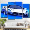 White Maserati Car 4 Panels Paint By Numbers