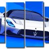 White Maserati Car 4 Panels Paint By Numbers