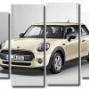 White Minicooper 4 Panels Paint By Numbers