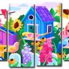 Aesthetic Birds 4 Panels Paint By Numbers