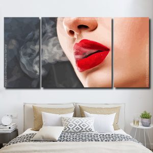 Aesthetic Lady Smoking 3 Panels Paint By Numbers