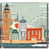 Aesthetic London City Art 3 Panels Paint By Numbers