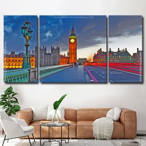 Aesthetic London City 3 Panels Paint By Numbers