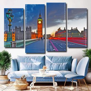 Aesthetic London City 4 Panels Paint By Numbers