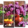 Aesthetic Purple Flowers 4 Panels Paint By Numbers