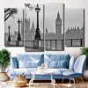 Black And White London City 4 Panels Paint By Numbers