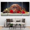 Chocolate Labrador And Roses 3 Panels Paint By Numbers