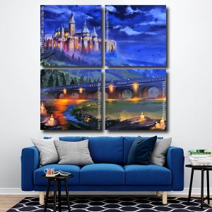 Fantasy Castle And Bridge Square Panels Paint By Numbers