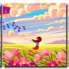 Flower Landscape Illustration 3 Panels Paint By Numbers