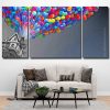 Flying Monochrome House With Colorful Balloons 3 Panels Paint By Numbers