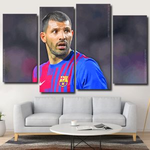 Footballer Sergio Aguero 4 Panels Paint By Numbers