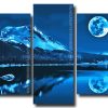 Full Moon And Lake At Night 5 Panels Paint By Numbers