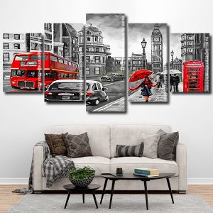 Girl In London Black And Red 5 Panels Paint By Numbers