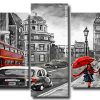 Girl In London Black And Red 5 Panels Paint By Numbers