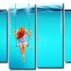 Girl Undersea 4 Panels Paint By Numbers