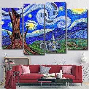 Halloween Starry Night 4 Panels Paint By Numbers