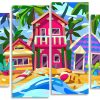 Hawaiian Houses 4 Panels Paint By Numbers