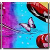 Lips Butterfly Art 3 Panels Paint By Numbers