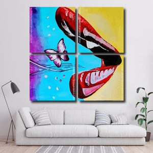 Lips Butterfly Art Square Panels Paint By Numbers