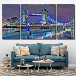 London In The Rain At Night 3 Panels Paint By Numbers