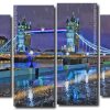 London In The Rain At Night 4 Panels Paint By Numbers