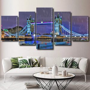 London In The Rain At Night 5 Panels Paint By Numbers