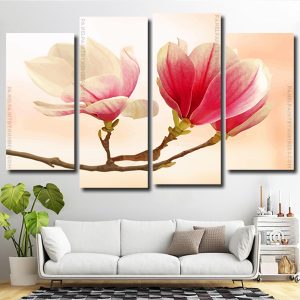 Magnolia Flowering Plant 4 Panels Paint By Numbers