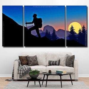 Man Climbing Mountain 3 Panels Paint By Numbers