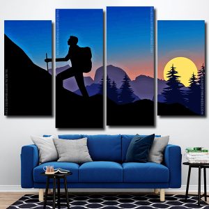 Man Climbing Mountain 4 Panels Paint By Numbers