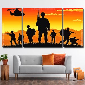 Military Soldiers 3 Panels Paint By Numbers