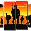 Military Soldiers 4 Panels Paint By Numbers