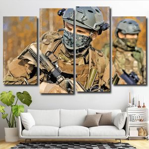 Military Special Forces 4 Panels Paint By Numbers