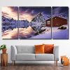 Norwegian Cabin In Snow 3 Panels Paint By Numbers