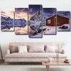 Norwegian Cabin In Snow 5 Panels Paint By Numbers