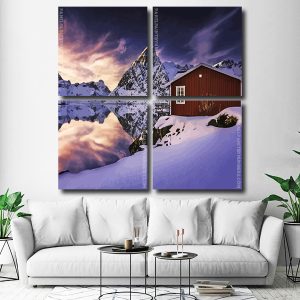 Norwegian Cabin In Snow Square Panels Paint By Numbers