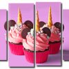 Pink Cupcakes 4 Panels Paint By Numbers