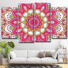 Pink Mandala 4 Panels Paint By Numbers