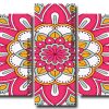 Pink Mandala 5 Panels Paint By Numbers