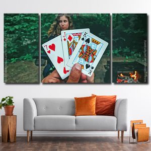 Playing Cards In Camping 3 Panels Paint By Numbers