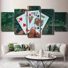 Playing Cards In Camping 5 Panels Paint By Numbers