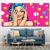 Pop Art Woman 3 Panels Paint By Numbers